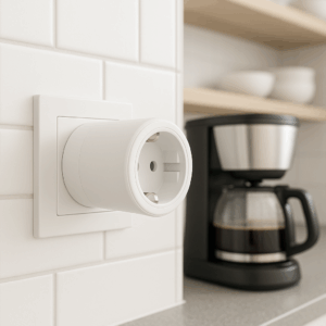 Lupus Mini Plug neben Kaffeemaschine