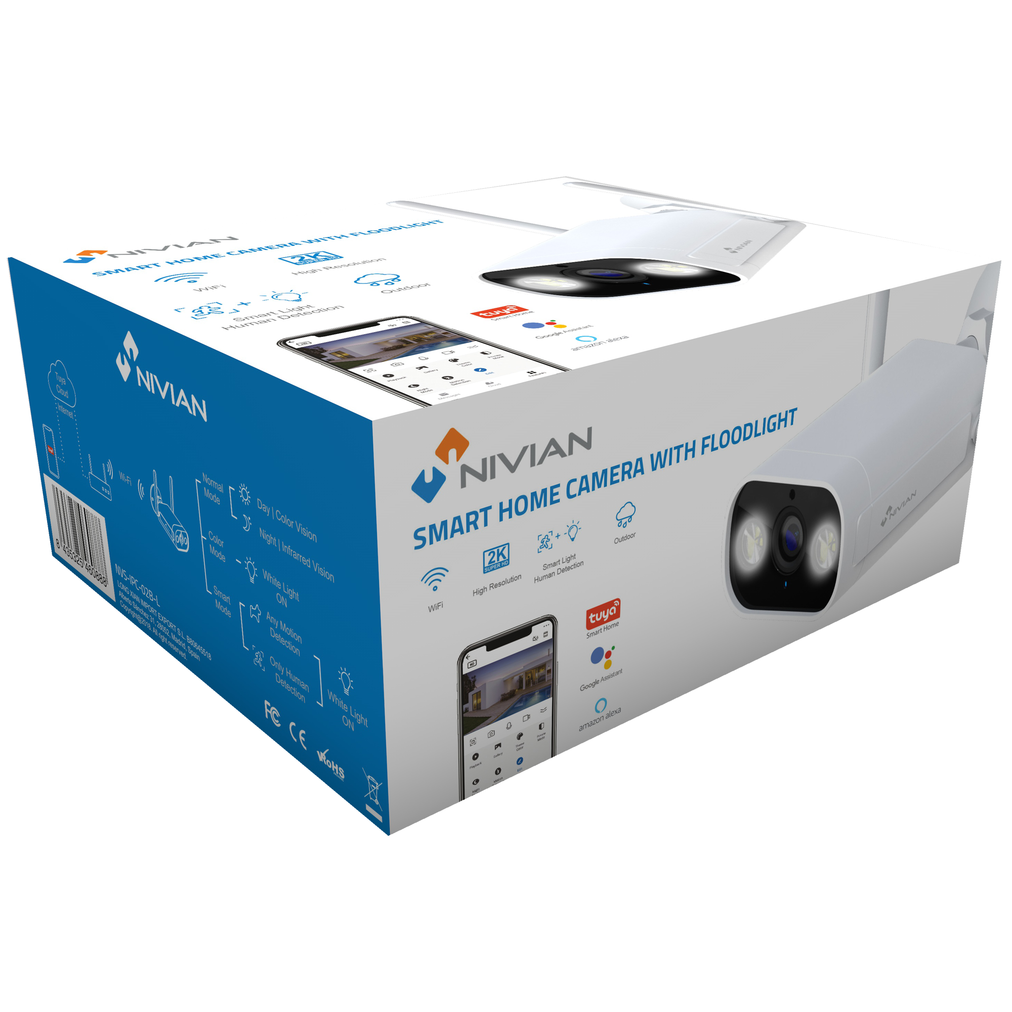 Nivian - NVS-IPC-02-L 3MP WLAN 4mm Außenkamera mit Bewegungserkennung, Farb-Nachtsicht, Tuya kompatibel – Bild 2