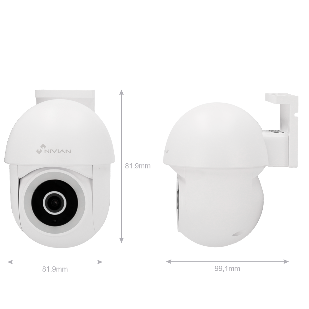 Nivian - NVS-IPC-0S4-L-MINI 3MP WLAN PT Außenkamera mit Bewegungserkennung, Tuya kompatibel – Bild 5