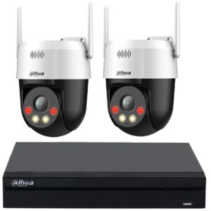 Dahua - 8 Kanal NVR + 2 × 5 MP WLAN 360° Dome Kameras mit Sirene und Farbnachtsicht