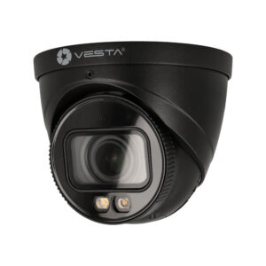 VESTA-IPC-T38L-ZAS-PV-B 8MP 2,7-13,5mm PoE Turret-Kamera, Flutlicht, Sirene, Mikrofon (schwarz)