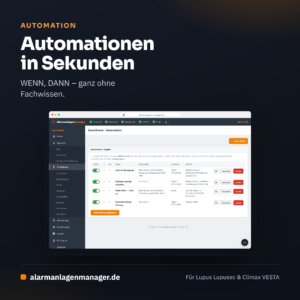 Alarmanlagenmanager Web-Portal mit KI-Assistent für Lupus und VESTA Alarmzentralen