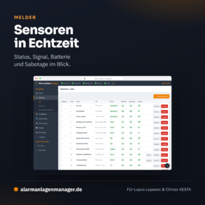 Alarmanlagenmanager Web-Portal mit KI-Assistent für Lupus und VESTA Alarmzentralen