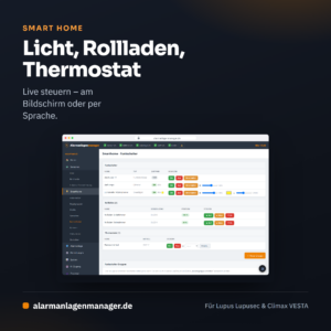 Alarmanlagenmanager Web-Portal mit KI-Assistent für Lupus und VESTA Alarmzentralen