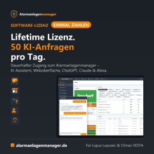 Alarmanlagenmanager Lifetime Lizenz – 50 KI-Anfragen pro Tag