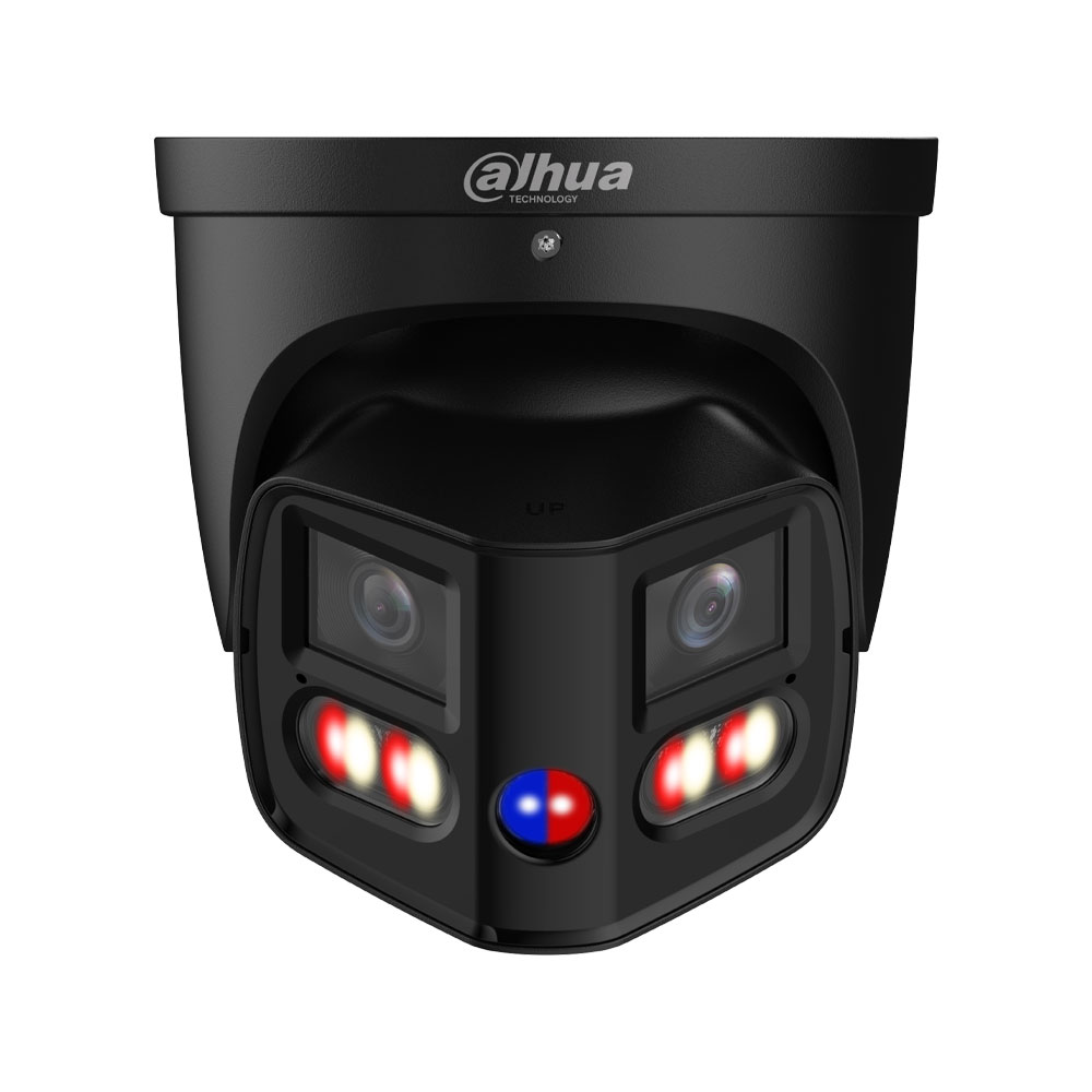 DH-IPC-PDW3859P-A180-E2-AS-PV-0280B-BLK – 8MP WizSense 3 2,8mm Panorama-Dome PoE IP-Kamera schwarz, 180° Panoramabild, KI-Erkennung und aktive Abschreckung