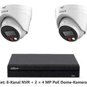 Dahua Set 8-Kanal NVR mit 2 x 4 MP PoE Dome-Kameras (Eyeball)
