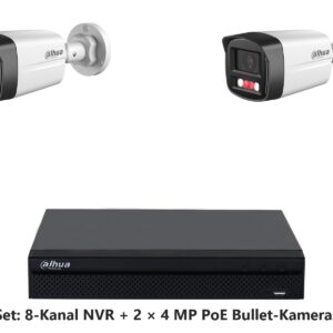 Dahua Set 8-Kanal NVR mit 2 x 4 MP PoE Bullet-Kameras