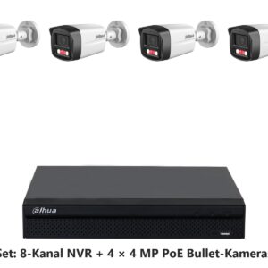 Dahua Set 8-Kanal NVR mit 4 x 4 MP PoE Bullet-Kameras