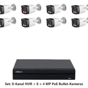 Dahua Set 8-Kanal NVR mit 8 x 4 MP PoE Bullet-Kameras