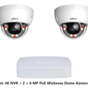 Dahua Set 8-Kanal 4K NVR mit 2 x 6 MP PoE WizSense Dome-Kameras (vandalsicher)