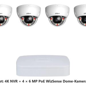 Dahua Set 8-Kanal 4K NVR mit 4 x 6 MP PoE WizSense Dome-Kameras (vandalsicher)