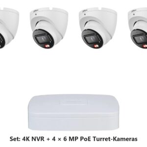 Dahua Set 8-Kanal 4K NVR mit 4 x 6 MP PoE Turret-Dome-Kameras
